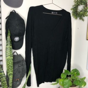 Zara V-Neck Black Sweater Button Sweater